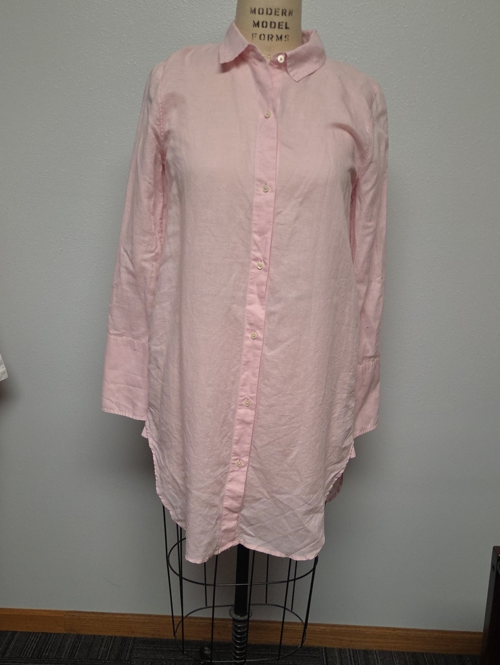 J. Crew Pale Pink Linen Blend Shirt Dress